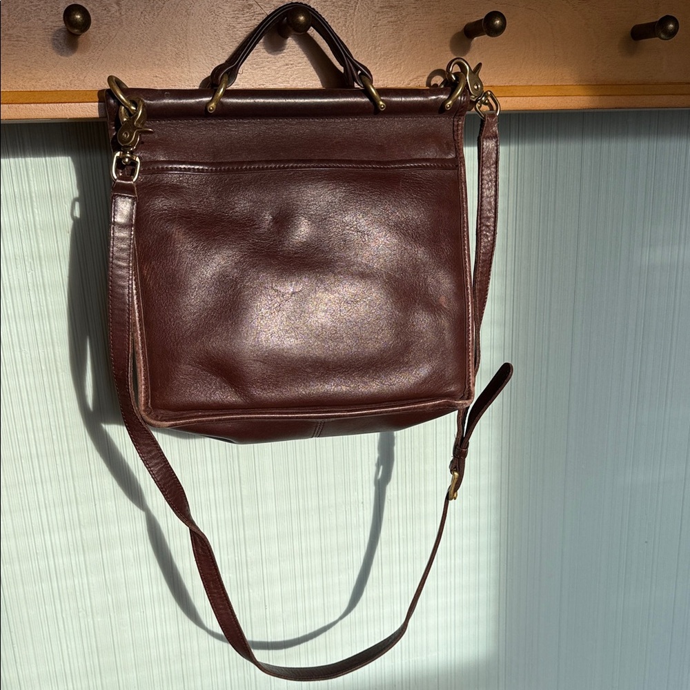Vintage 1998 Coach Willis 9927 Mahogany Brown Leather Turnlock Crossbody Satchel - Picture 9 of 14